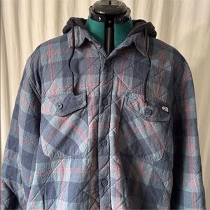 SALTY CREW Hooded Insulated Blue Plaid Dock Flannel Jacket Men's XL